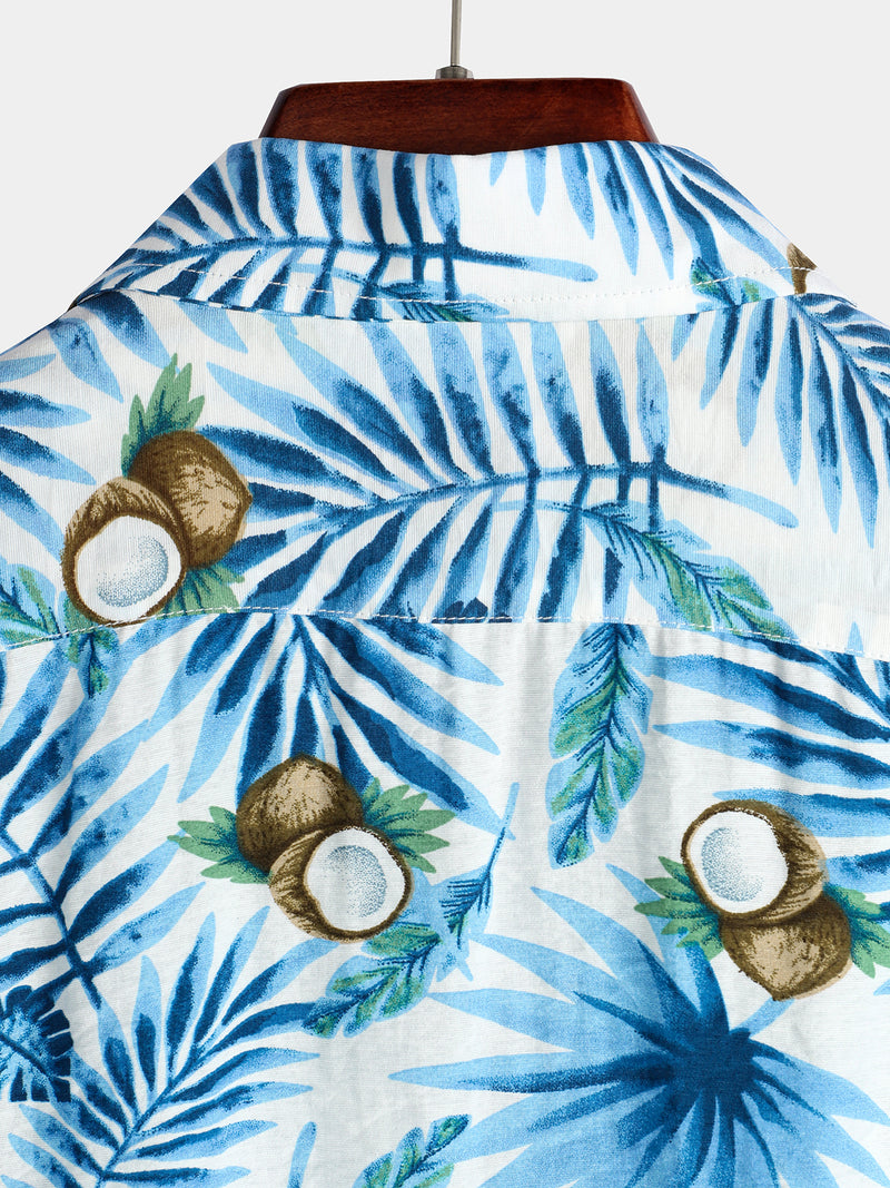 Men's Holiday Coconut Printed Cotton Shirt