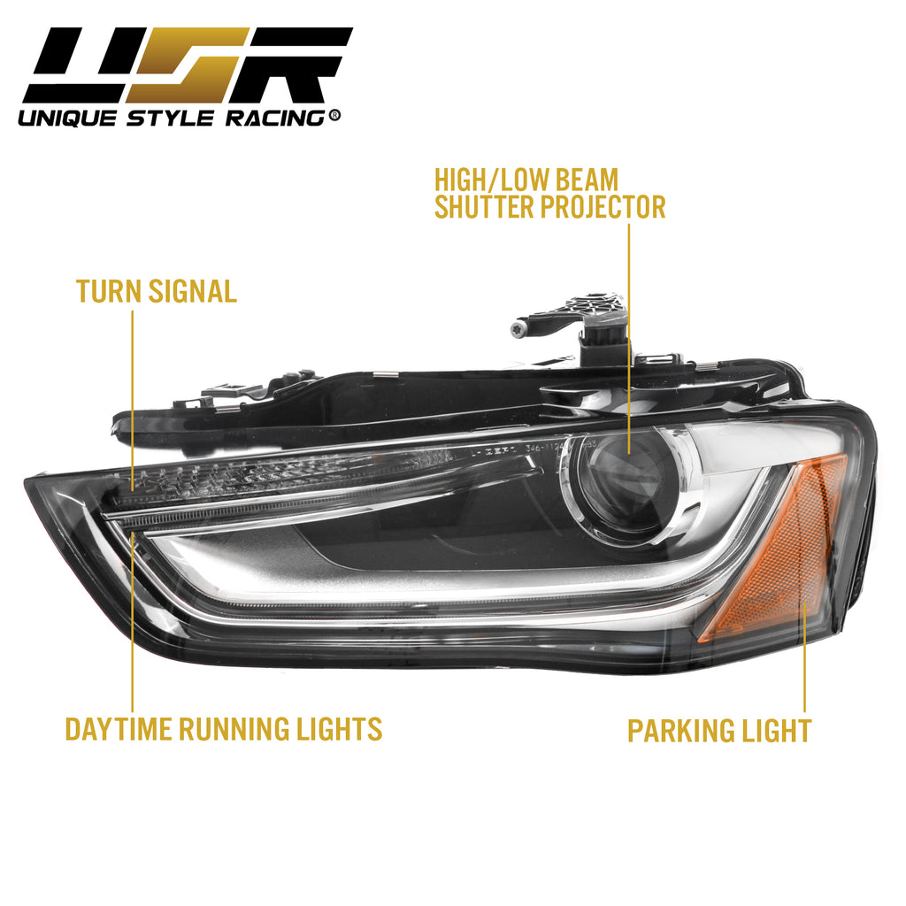 2013-2016 Audi A4 B8 /Black Housing LED DRL S4 Projector Style