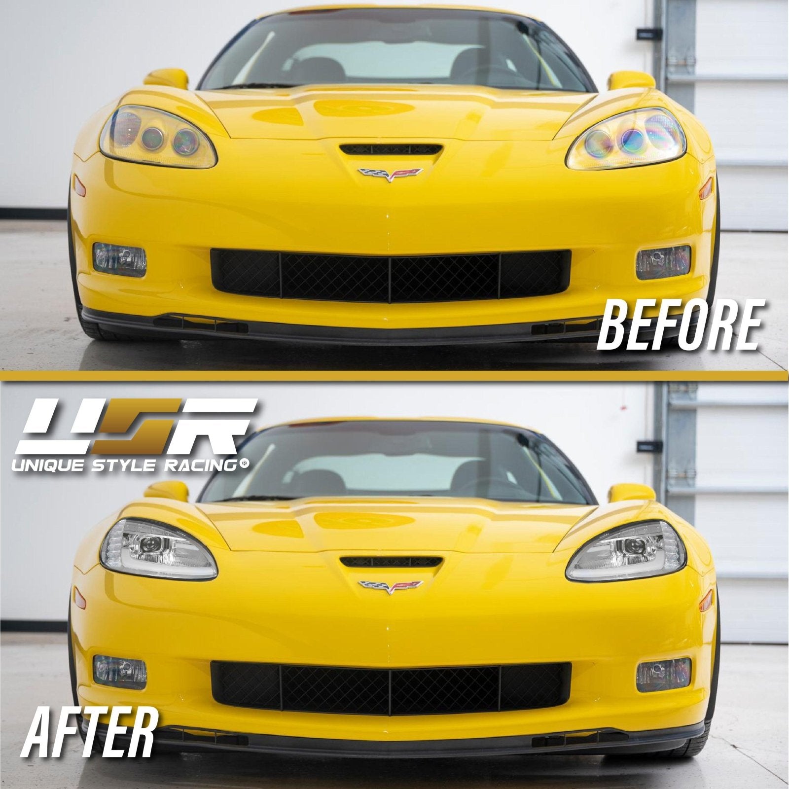 2005-2013 C6 Corvette Sequential Switchback C7 Style LED Black Housing or Chrome Housing Headlight