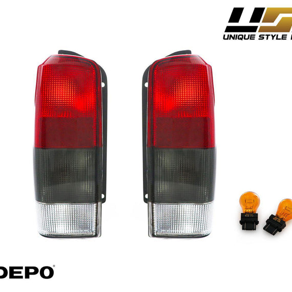 1997-2001 Jeep Cherokee XJ Red/Smoke Rear Tail Lights - Made by DEPO