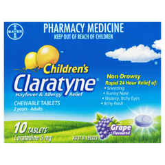 Claratyne Children's Hayfever & Allergy Relief Antihistamine Grape Flavoured Chewable Tablets 10 pack