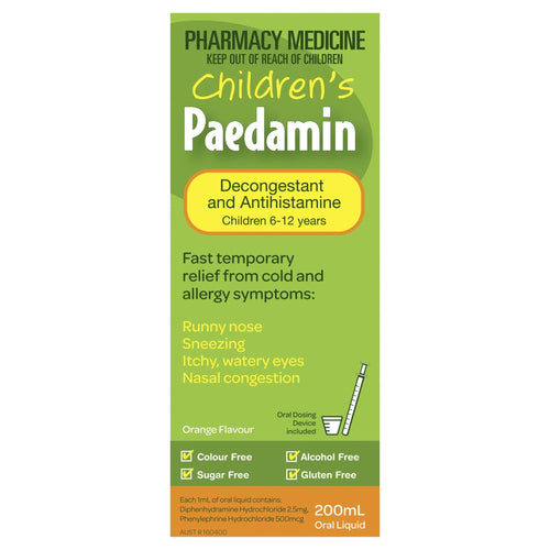Children's Paedamin Decongestant & Antihistamine Oral Liquid Orange Flavour 200mL