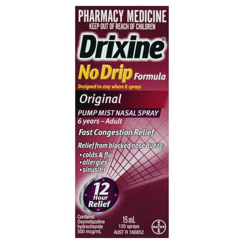 Drixine 12 Hour Relief No Drip Original Nasal Spray 15mL