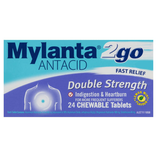 Mylanta 2go Antacid 24 Double Strength Tablets