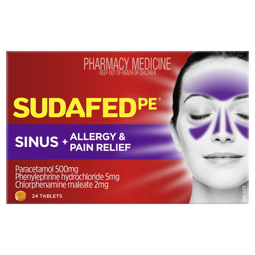 SUDAFED PE Sinus + Allergy & Pain Relief 24 Tablets