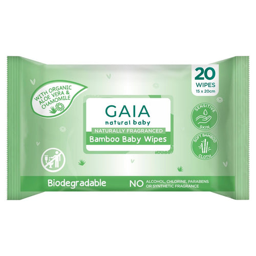 Gaia Natural Baby Bamboo Baby Wipes 20 Pack