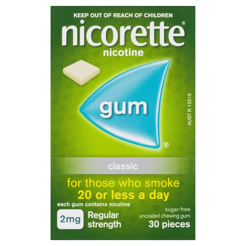 Nicorette Quit Smoking Nicotine Gum Classic 2mg 30 Pack