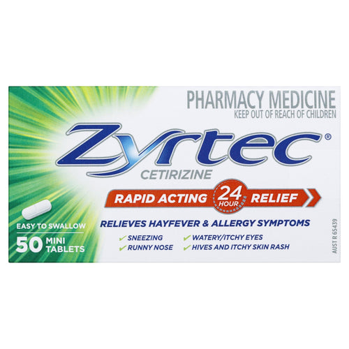 Zyrtec Cetirizine Rapid Acting Relief 50 Tablets