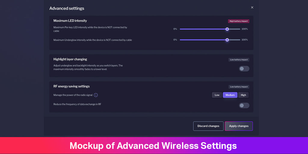 Advanced bazecor wireless settings