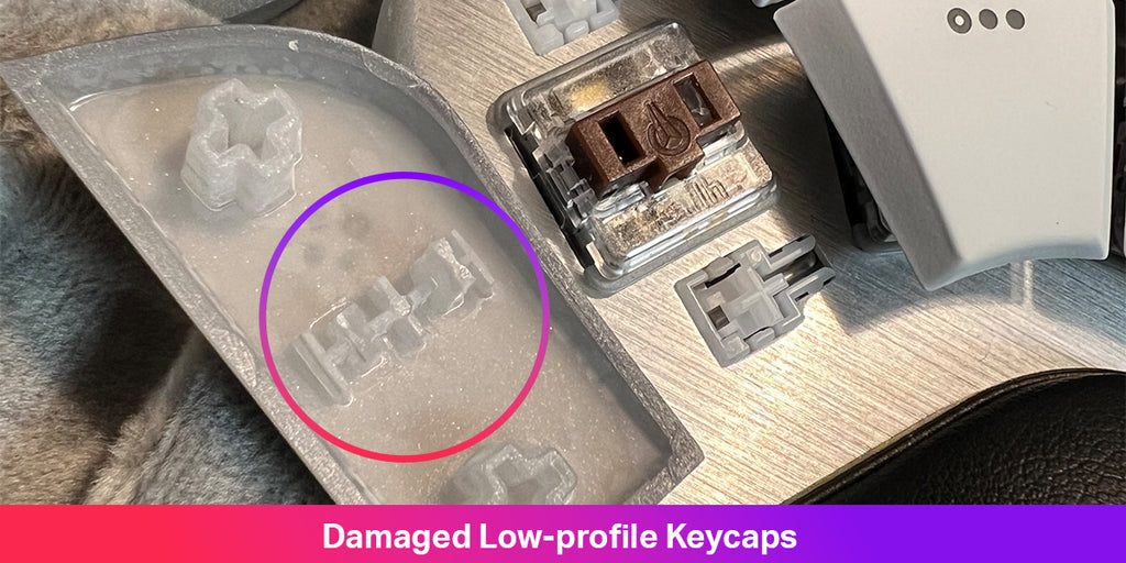 Damaged low-profile keycaps