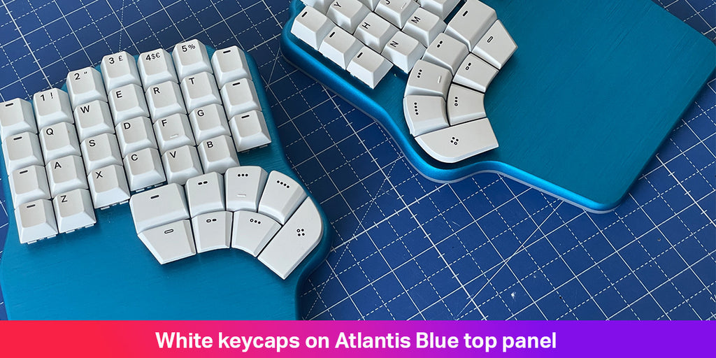 Atlantis Blue Dygma Defy with White Keycaps