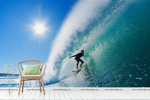 blue ocean wallpaper mural surfer canada