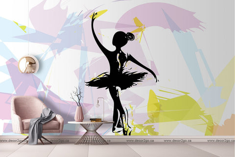 colourful ballet dancer wallpaper mural black canada