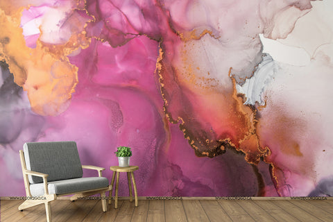 Pink Marble Orange Wallpaper