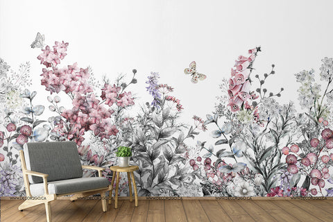 white floral wallpaper mural winnipeg canada