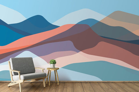 blue pink orange wallpaper mural mountains winnipeg canada
