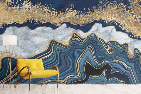 blue abstract art wallpaper mural canada winnipeg