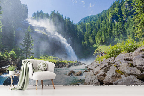 waterfall blue green forest nature wallpaper mural canada winnipeg