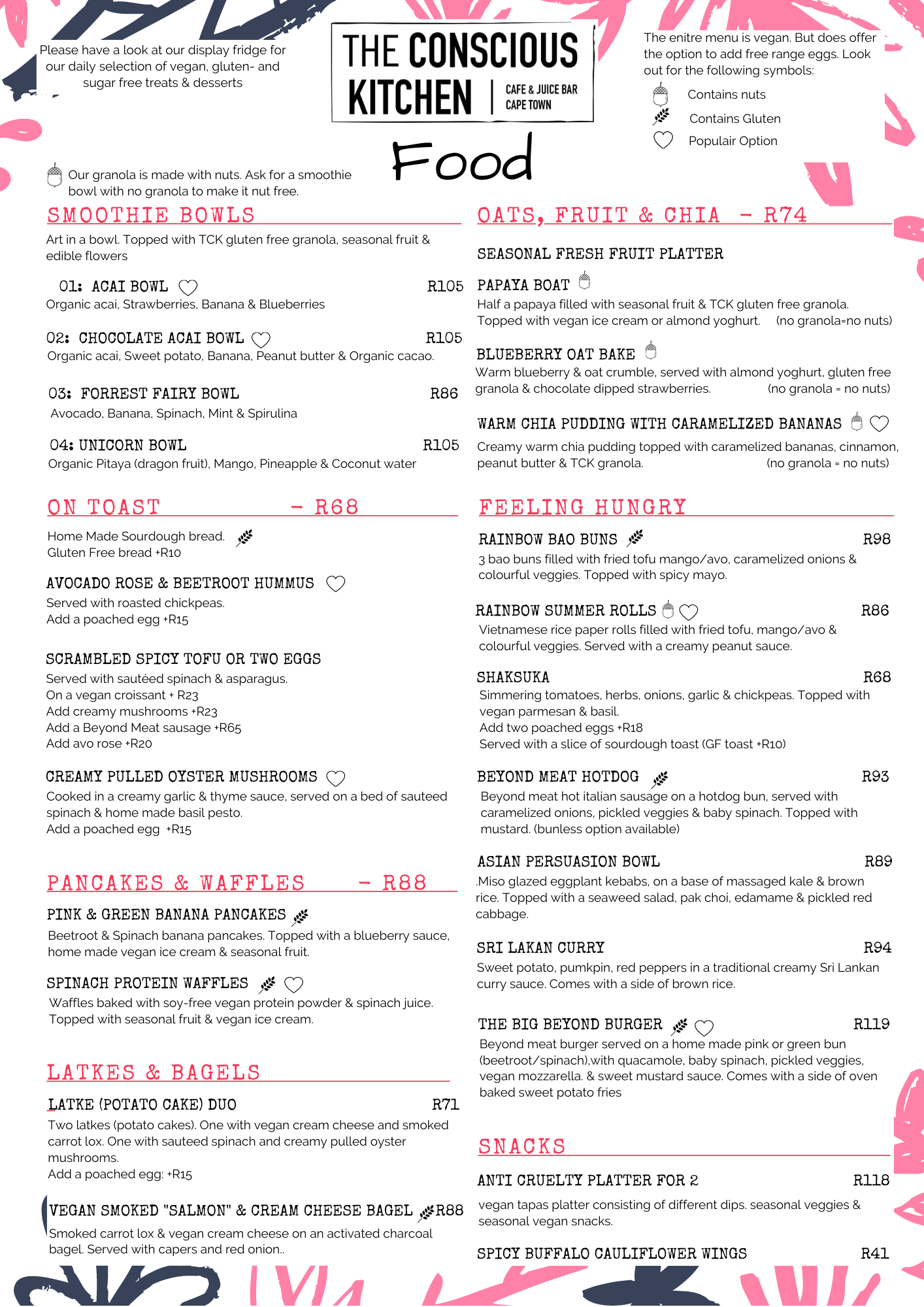 Menu The Conscious Kitchen Za