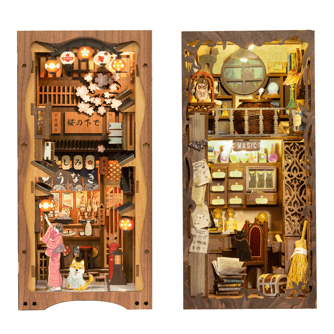 Under the Sakura Tree Book Nook Miniature Dollhouse - CraftDIYKit