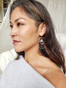 Ametrine Gemstone Double Hoop Earrings Gemstones Gold Hoops - ShayD Design
