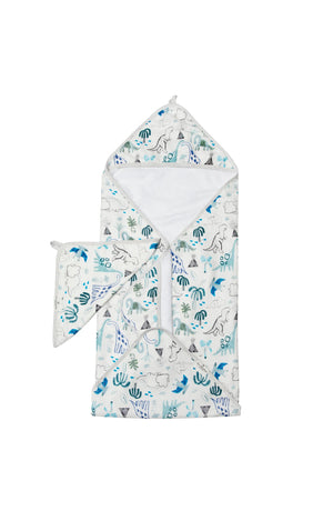 Loulou Lollipop Hooded Towel Set Dinosaurs - JustHatched