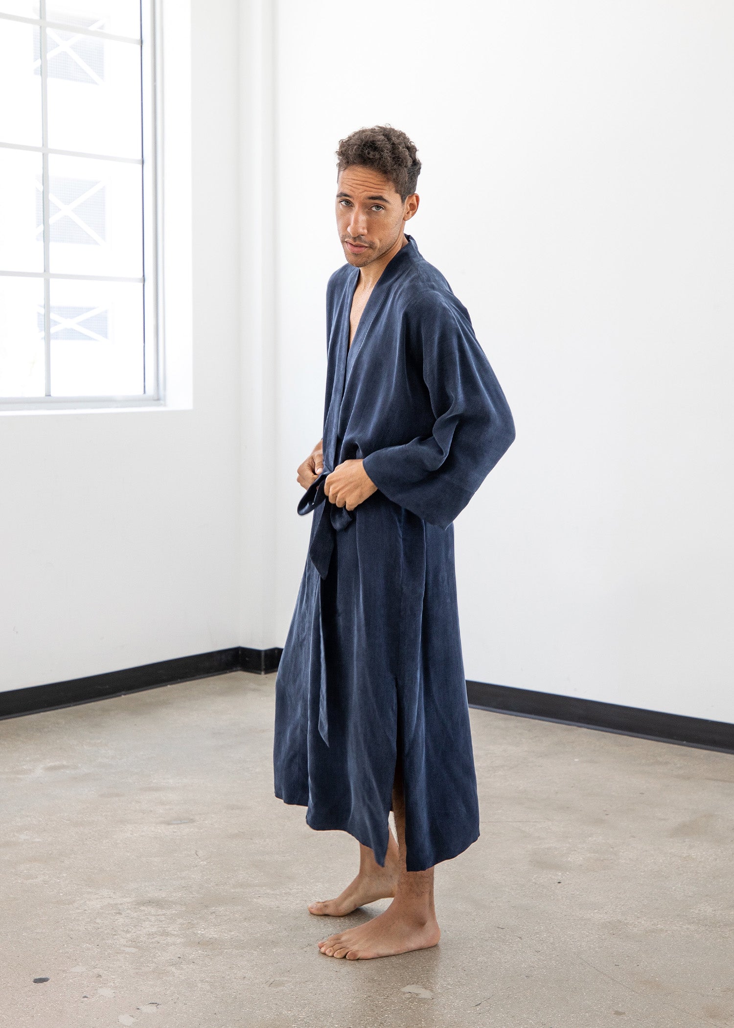 Male Model in Midnight blue Kimono
