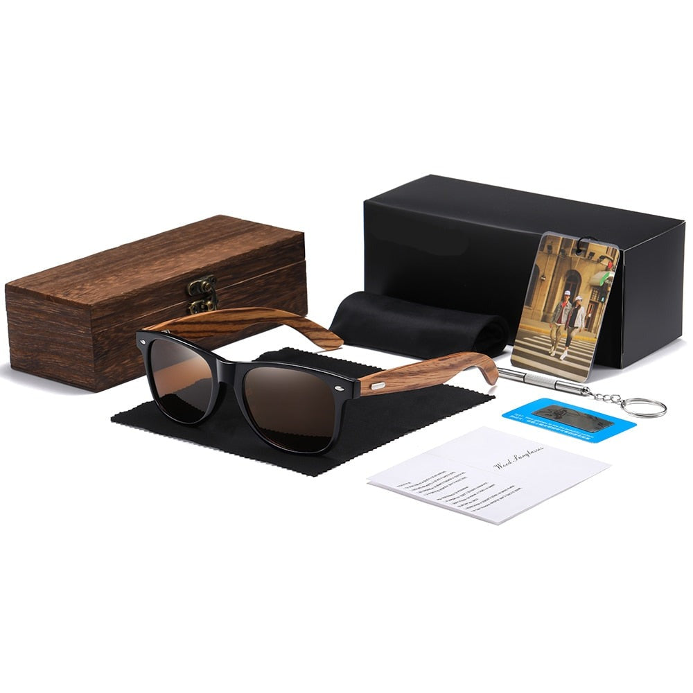 Fashion 100%Handmade Natural Wooden Men Sunglasses Polarized Sun Glasses Women UV400 With Wooden Box