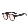 hbk vintage round punk flip up sunglasses men women brand designer classic double layer clamshell small punk sun glasses uv400