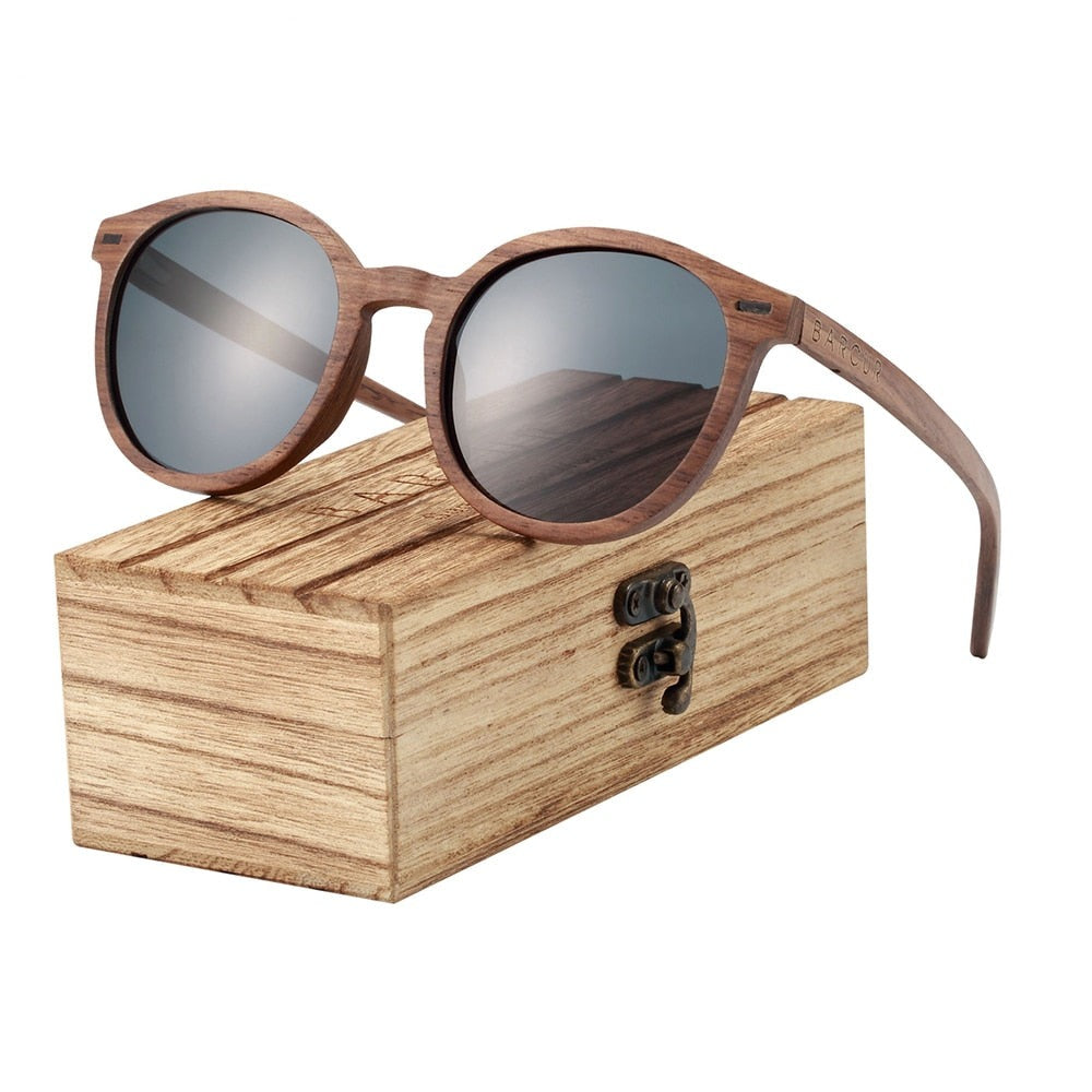 barcur deisgn stylish brand cat eey walnut wood sunglasses polarized men women sun glasses uv400 wood gift box