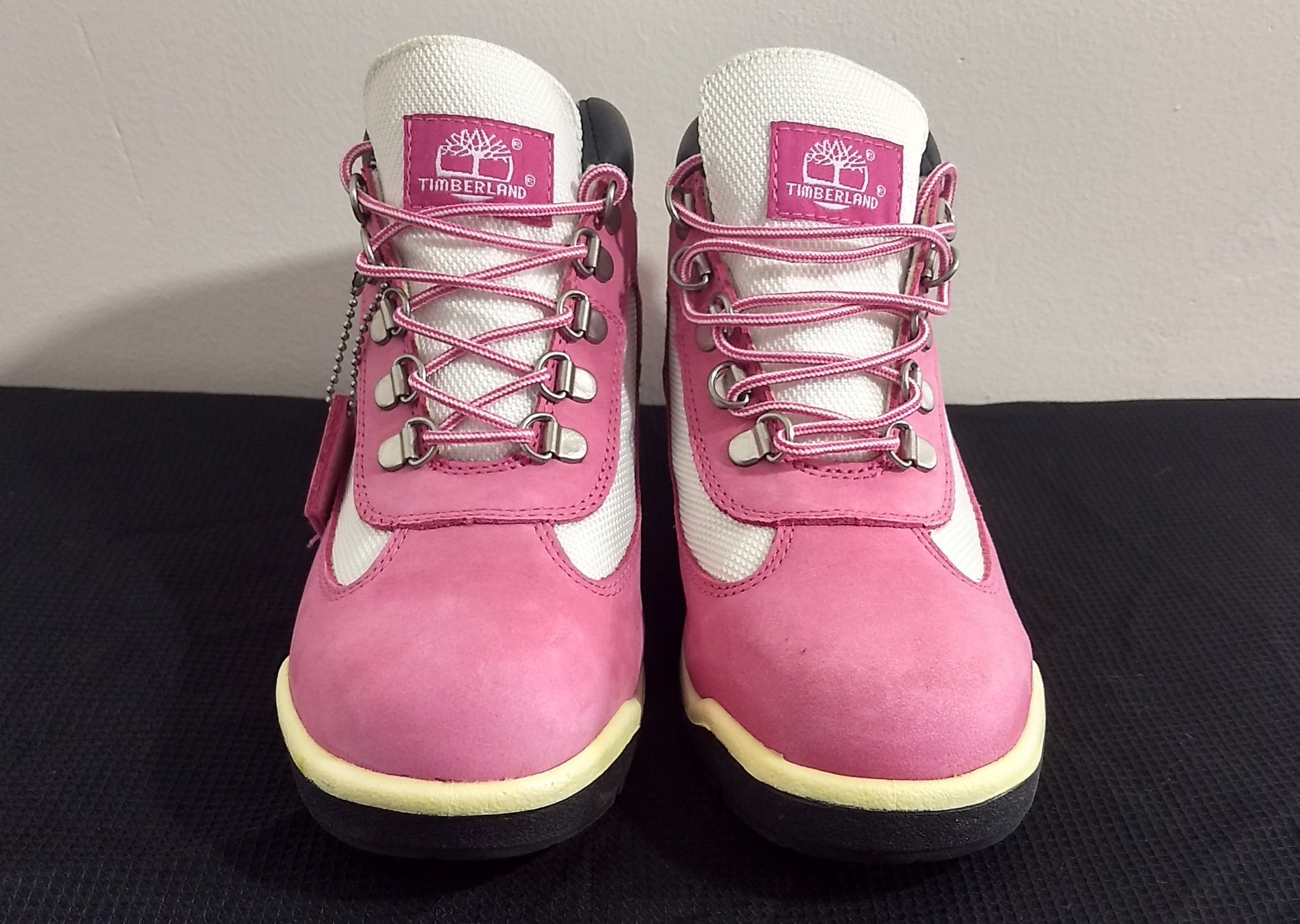 pink timberland field boots