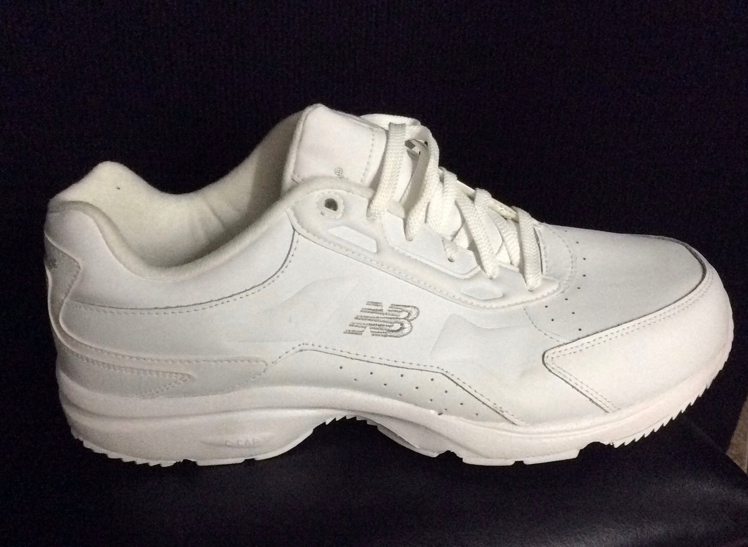 white leather walking shoes