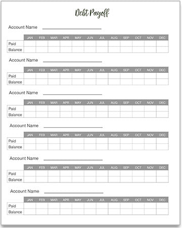 Living On A Dime To Grow Rich - Tawra's Get It Together Planner Debt Payoff Charts