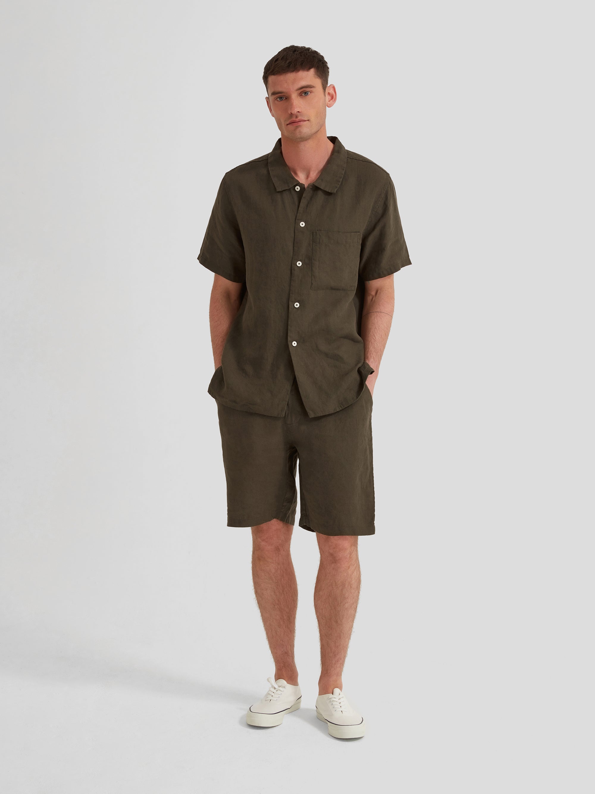 Short Sleeve Shirt - Linen Olive Green – Hamilton And Hare