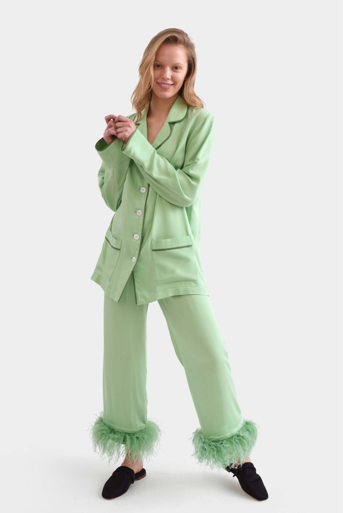 Sleeper - Party Pajama Set with Feathers - Mint