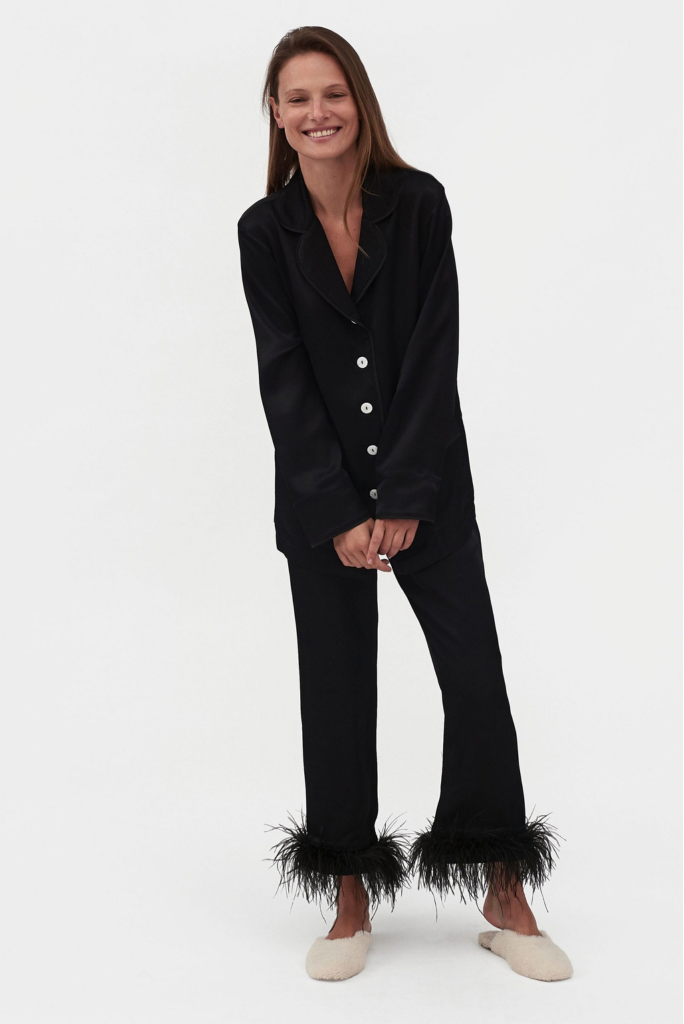 Sleeper - Party Pajama Set with Feathers - Black