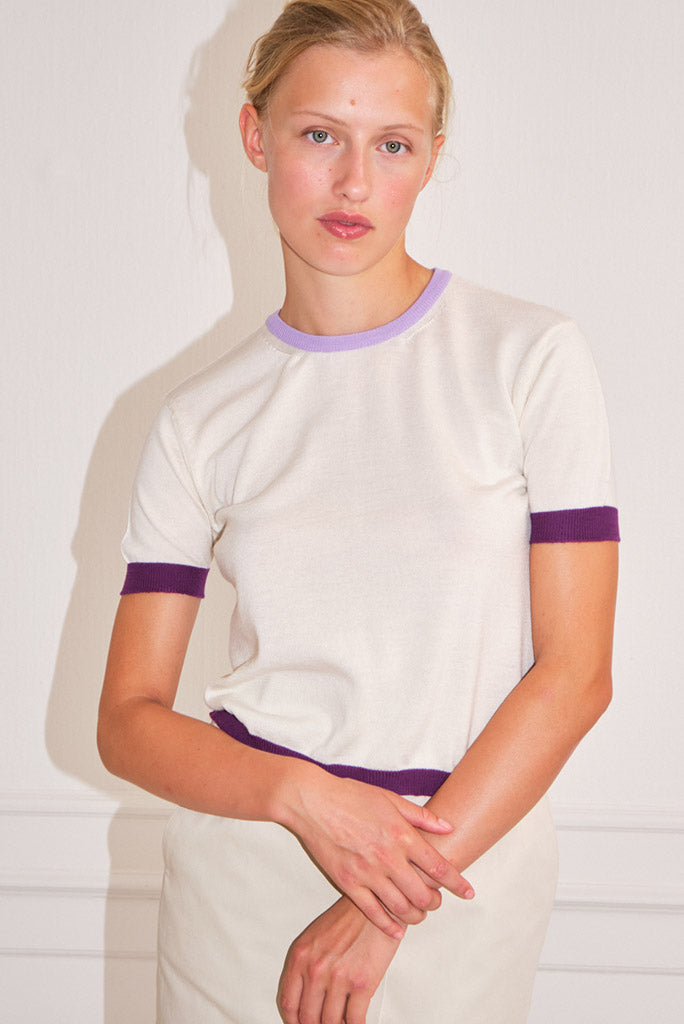 Saks - Top - Ivory/Purple –