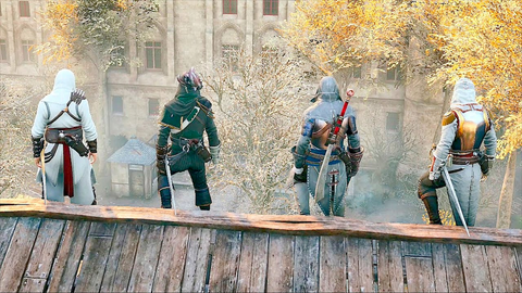 Assassin’s Creed Gameplay Four assassins watching the city of Paris