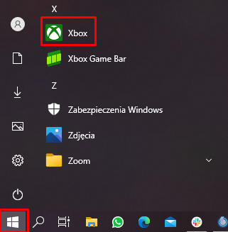 Selectați "Xbox" din meniul Start.