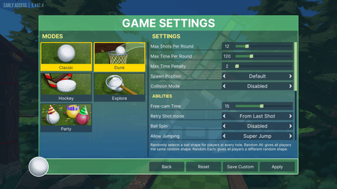 Different settings to set a fun game to play solo or with people.