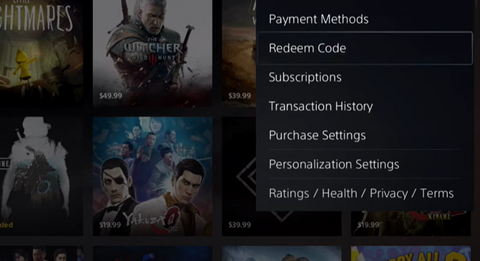 How to redeem PSN gift codes step 1
