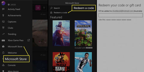 Redeem a code tab to download the purchased game