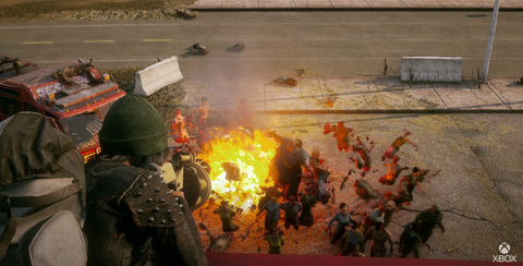 Karakter schiet granaten tegen zombies Undead Labs / Xbox