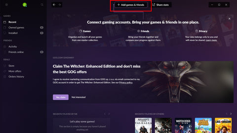 Add purchased games to your GOG client