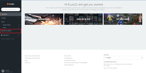 Página Origin My Game Library