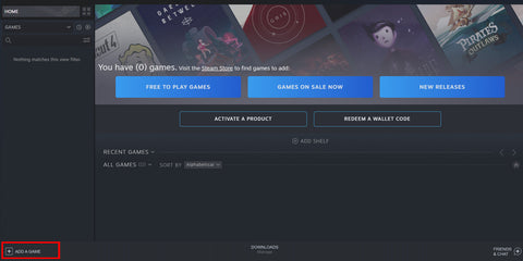 'Προσθέστε ένα παιχνίδι' για να λάβετε τα Κλειδιά CD Steam σας