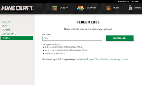 Finish your redeem process by typing the key code.