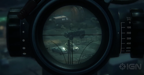 Sniper aiming an enemy vehicle