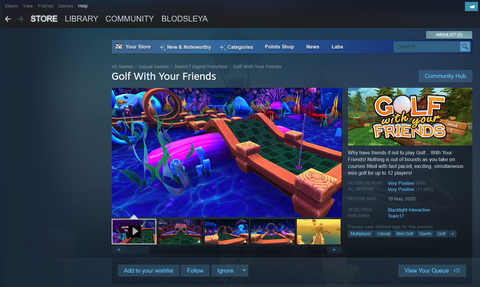 Steam client open to redeem the Golf With Your Friends Steam key.