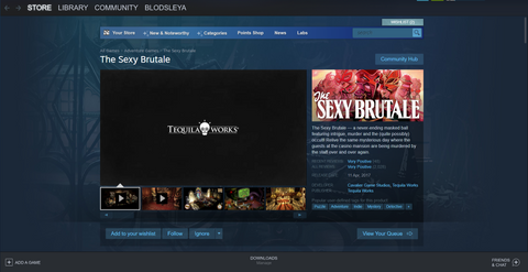 Ο επίσημος ιστότοπος του Sexy Brutale στο Steam.